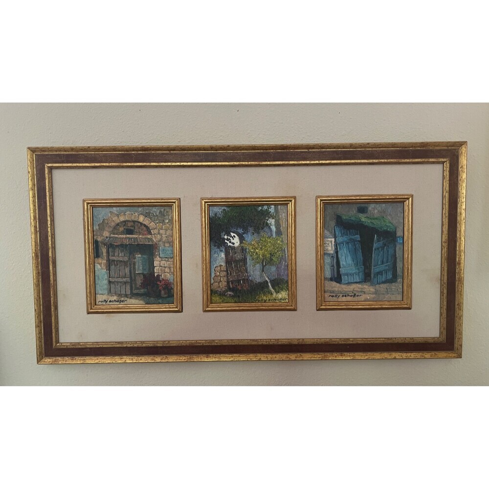 ROLLY SCHAFFER (1947-2011), Oil on Canvas , Colorful Triptych Doors, Signed,